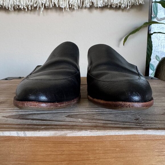 Madewell The Frances Black Leather Almond Toe Slip On Flat Loafer Mule Size 8.5 - Picture 3 of 15
